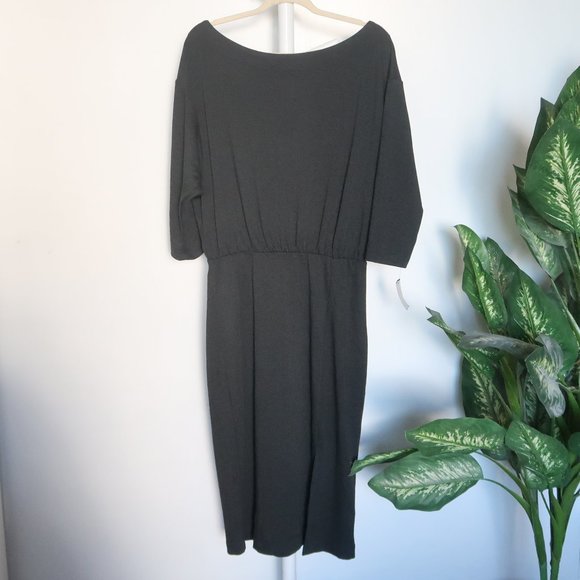 Anthropologie Grey Column Boat Neck Midi Dress Size Medium M - Picture 6 of 10